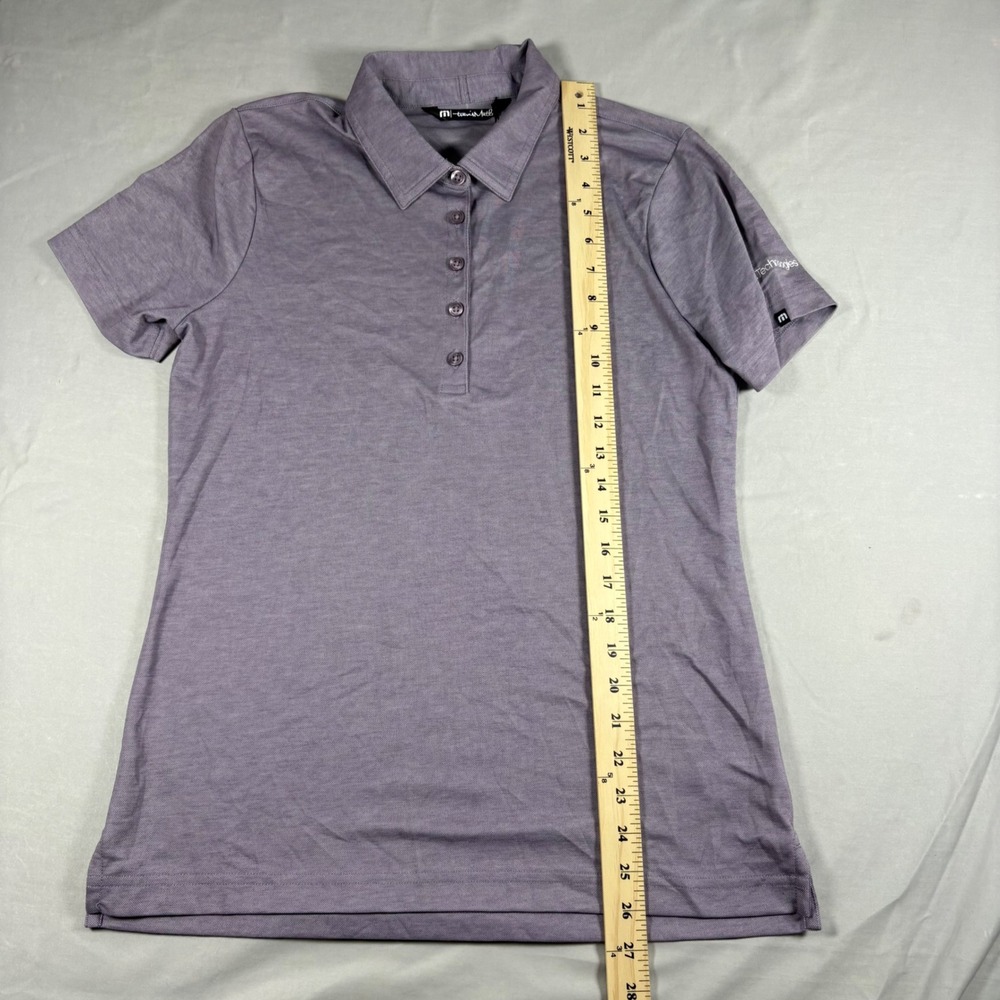 TravisMathew Oceanside Heather Polo Shirt Womens Medium Purple Sage Dell NEW - Picture 6 of 9